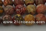 CLD213 15.5 inches 10mm round matte leopard skin jasper beads