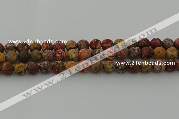 CLD214 15.5 inches 12mm round matte leopard skin jasper beads