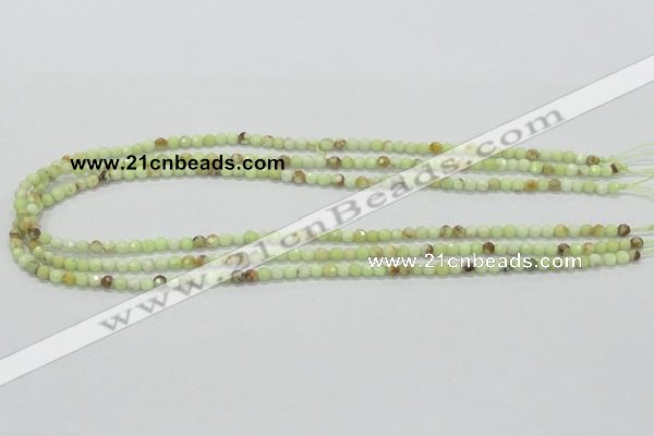 CLE32 15.5 inches 4mm faceted round lemon turquoise beads wholesale