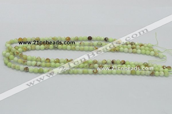 CLE33 15.5 inches 6mm faceted round lemon turquoise beads wholesale