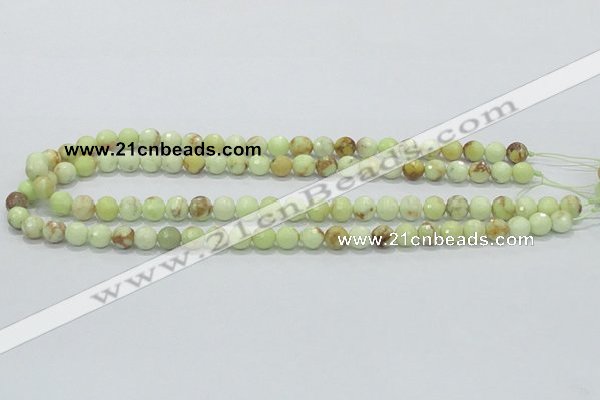 CLE34 15.5 inches 8mm faceted round lemon turquoise beads wholesale