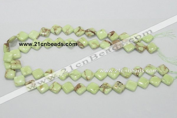 CLE37 15.5 inches 12*12mm diamond lemon turquoise beads wholesale