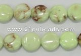 CLE49 15.5 inches 12mm flat round lemon turquoise beads wholesale