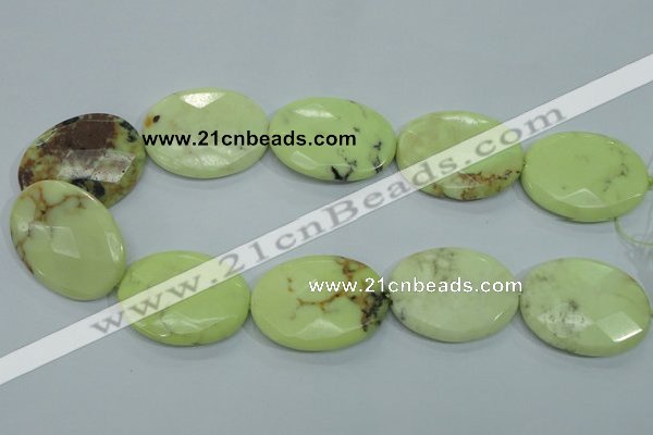 CLE59 15.5 inches 30*40mm faceted oval lemon turquoise beads