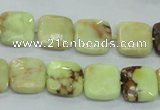 CLE60 15.5 inches 12*12mm faceted square lemon turquoise beads