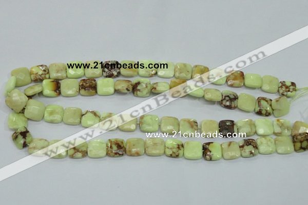 CLE60 15.5 inches 12*12mm faceted square lemon turquoise beads