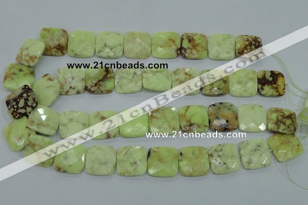 CLE61 15.5 inches 20*20mm faceted square lemon turquoise beads