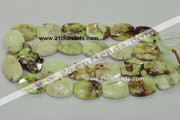 CLE65 15.5 inches 22*30mm faceted rectangle lemon turquoise beads