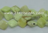 CLE67 15.5 inches 10*10mm faceted diamond lemon turquoise beads