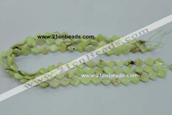 CLE67 15.5 inches 10*10mm faceted diamond lemon turquoise beads