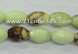 CLE70 15.5 inches 10*15mm faceted rice lemon turquoise beads