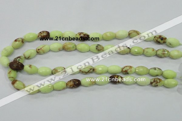 CLE70 15.5 inches 10*15mm faceted rice lemon turquoise beads