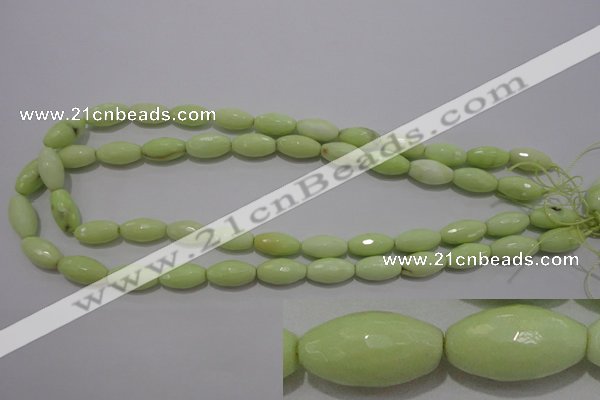 CLE74 15.5 inches 8*16mm faceted rice lemon turquoise beads