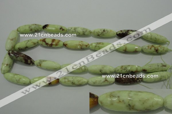 CLE75 15.5 inches 10*30mm faceted rice lemon turquoise beads