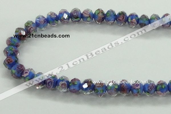 CLG01 12 inches 6*8mm faceted rondelle handmade lampwork beads