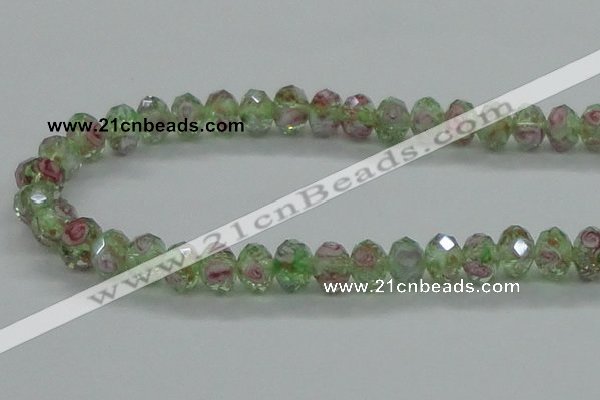 CLG09 12 inches 6*8mm faceted rondelle handmade lampwork beads