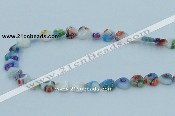 CLG524 16 inches 10*10mm heart lampwork glass beads wholesale