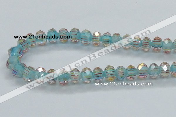 CLG53 13 inches 9*12mm faceted rondelle handmade lampwork beads