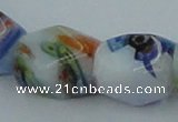 CLG535 16 inches 10*13mm faceted cuboid lampwork glass beads