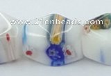 CLG536 16 inches 12*15mm faceted cuboid lampwork glass beads