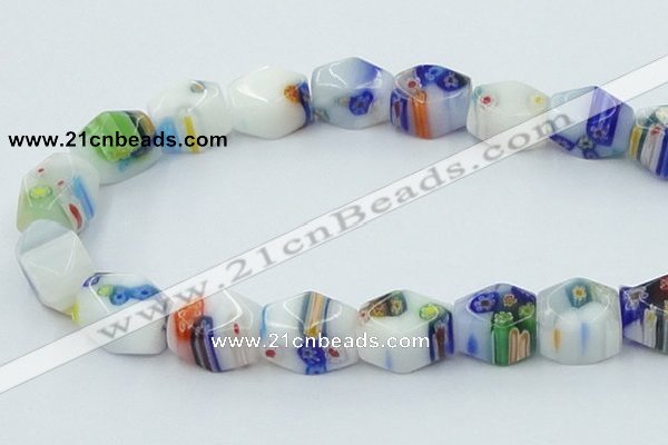 CLG536 16 inches 12*15mm faceted cuboid lampwork glass beads