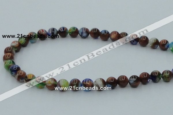 CLG540 16 inches 8mm round goldstone & lampwork glass beads