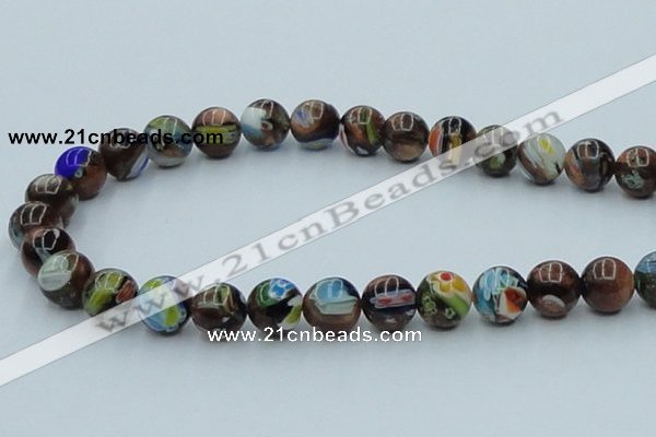 CLG541 16 inches 10mm round goldstone & lampwork glass beads