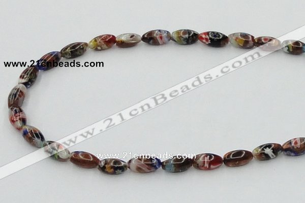 CLG544 16 inches 6*12mm rice goldstone & lampwork glass beads