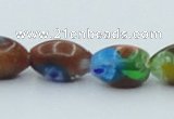 CLG545 16 inches 8*13mm rice goldstone & lampwork glass beads