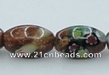 CLG546 16 inches 10*14mm rice goldstone & lampwork glass beads