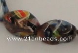 CLG547 16 inches 8*16mm twisted rice goldstone & lampwork beads