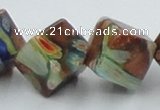 CLG548 16 inches 10*10mm cube goldstone & lampwork beads