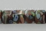 CLG550 16 inches 8*8mm cube goldstone & lampwork glass beads