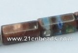 CLG551 16 inches 8*16mm faceted cylinder goldstone & lampwork beads