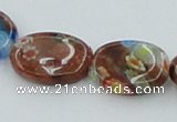 CLG553 16 inches 10*14mm oval goldstone & lampwork glass beads