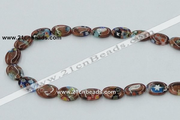 CLG553 16 inches 10*14mm oval goldstone & lampwork glass beads