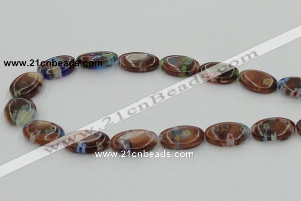 CLG554 16 inches 12*18mm oval goldstone & lampwork glass beads