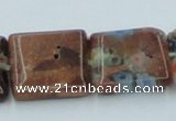 CLG556 16 inches 14*14mm square goldstone & lampwork glass beads