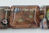 CLG557 16 inches 20*20mm square goldstone & lampwork glass beads