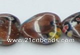 CLG558 16 inches 18*18mm heart goldstone & lampwork glass beads