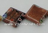 CLG560 16 inches 15*15mm diamond goldstone & lampwork glass beads