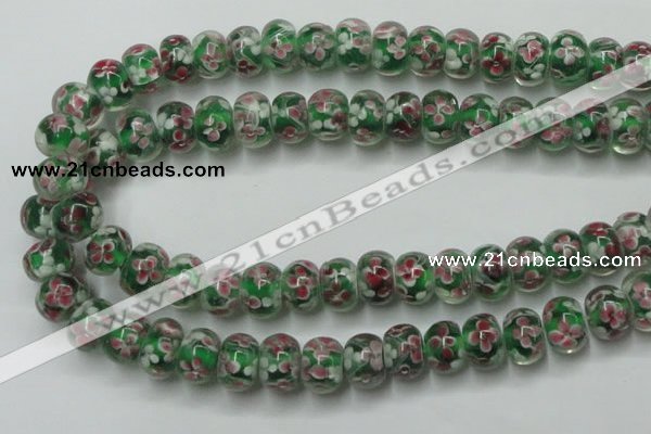 CLG769 14.5 inches 8*12mm rondelle lampwork glass beads wholesale