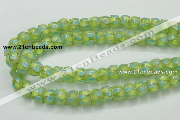 CLG783 14 inches 8*12mm rondelle lampwork glass beads wholesale