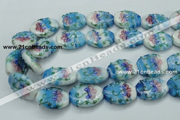 CLG799 15.5 inches 22*28mm oval lampwork glass beads wholesale