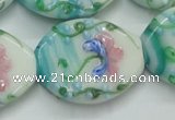 CLG800 15.5 inches 22*28mm oval lampwork glass beads wholesale