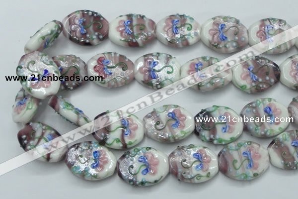 CLG801 15.5 inches 22*28mm oval lampwork glass beads wholesale