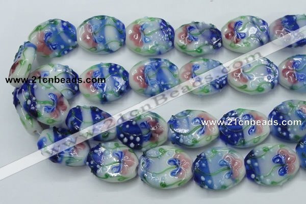 CLG802 15.5 inches 22*28mm oval lampwork glass beads wholesale