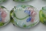 CLG803 15.5 inches 22*28mm oval lampwork glass beads wholesale