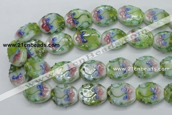 CLG803 15.5 inches 22*28mm oval lampwork glass beads wholesale