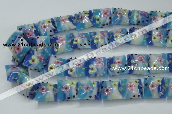 CLG808 15.5 inches 20*20mm square lampwork glass beads wholesale